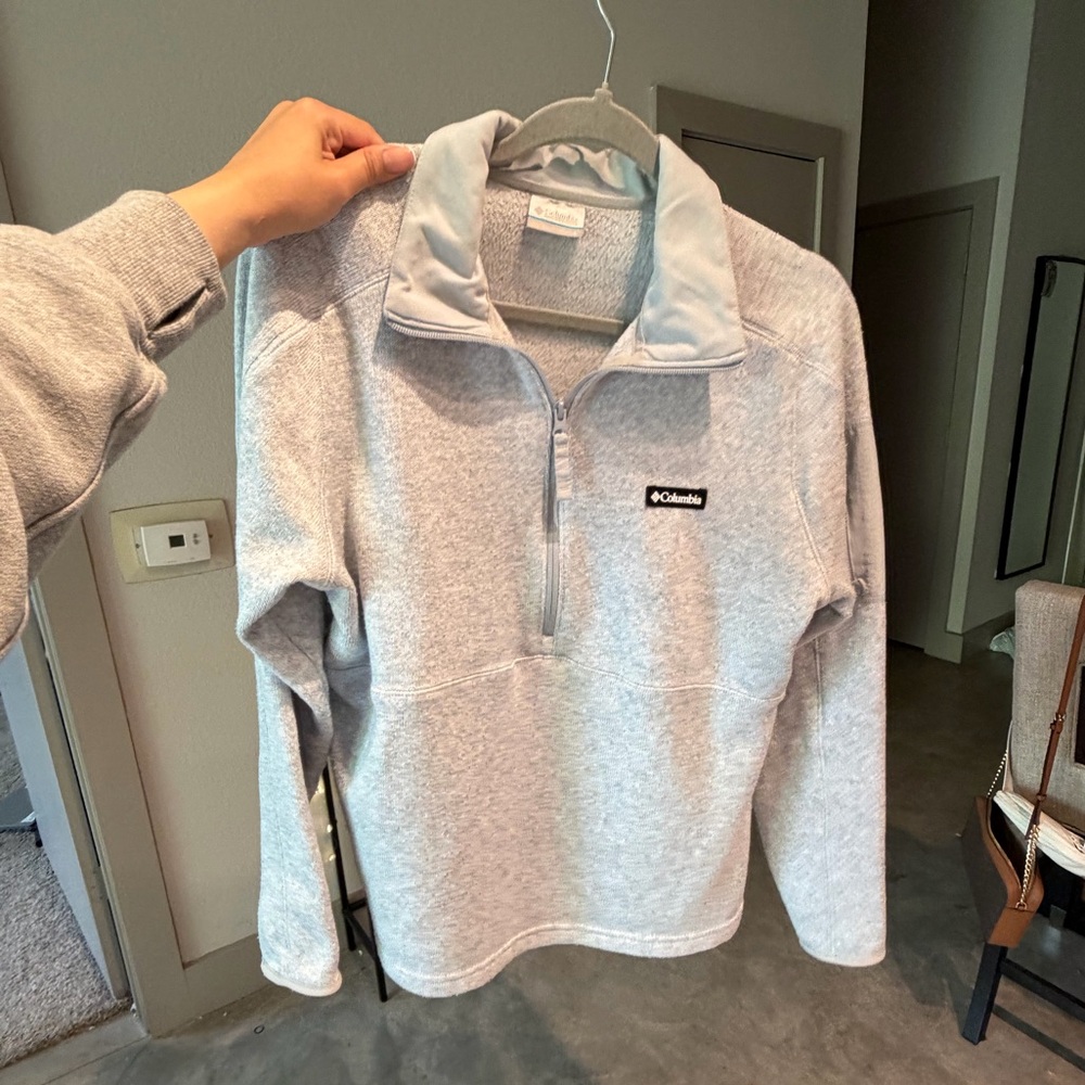 Womens Columbia Light Gray Half-Zip Fleece Pullover